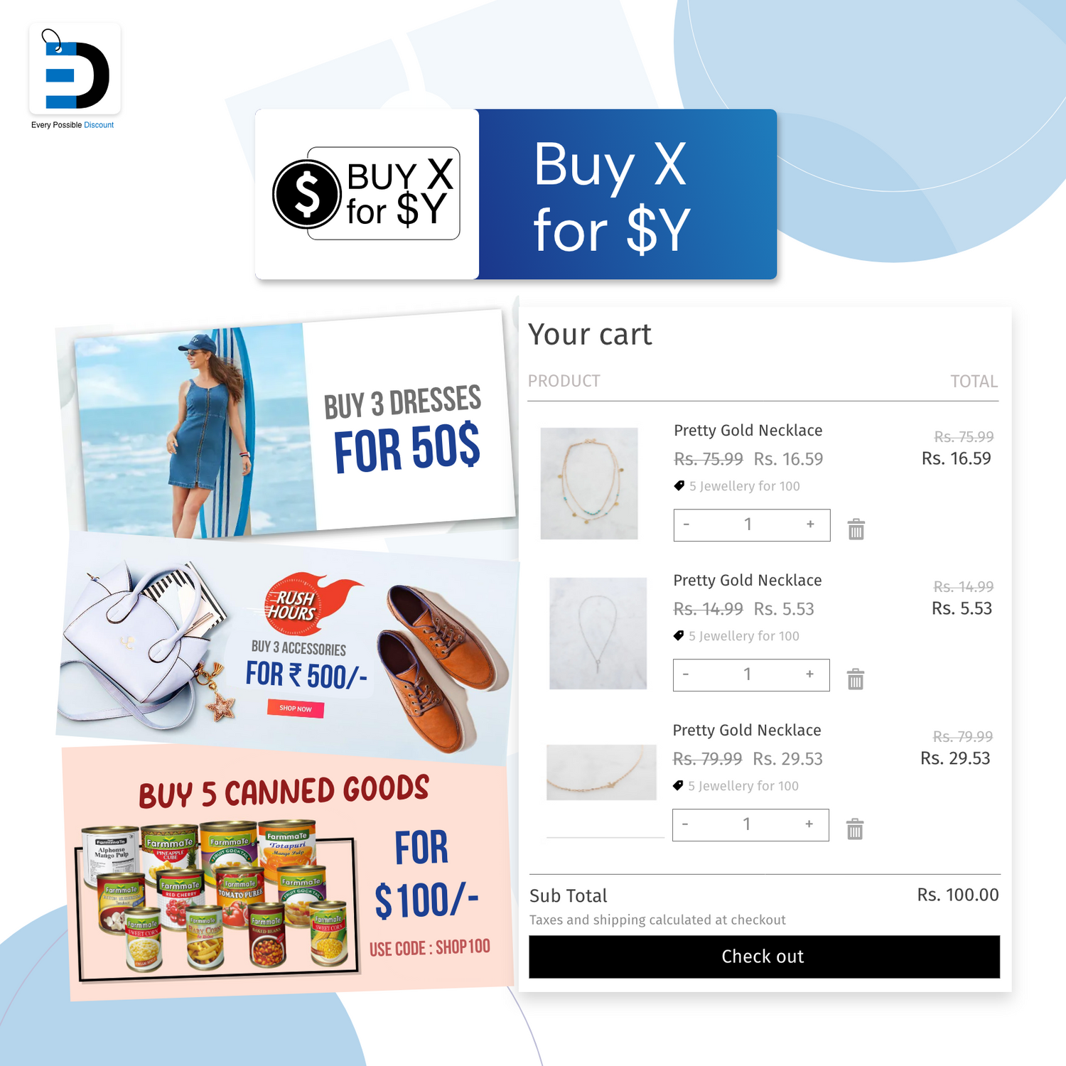 Buy x products for y price shopify discount