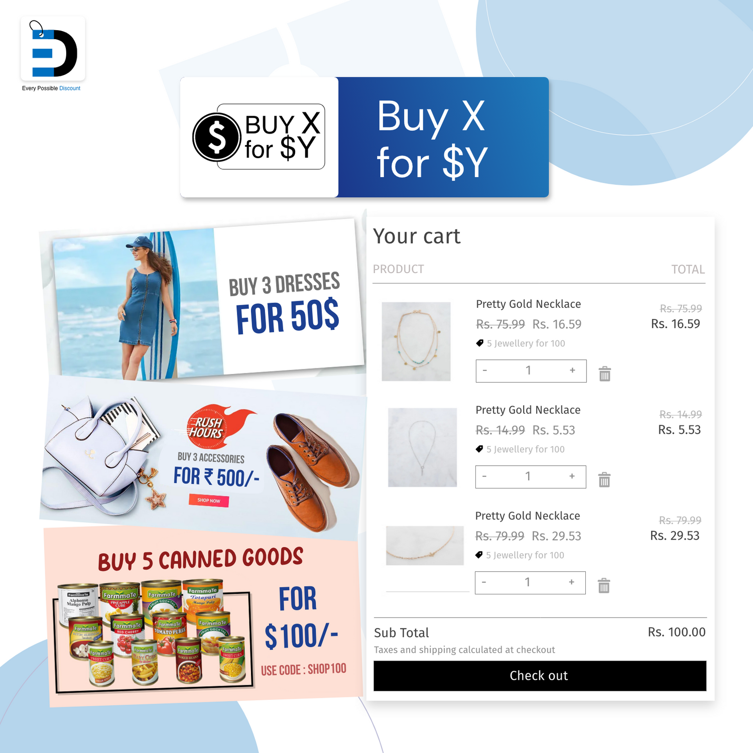 Buy x products for y price shopify discount 
